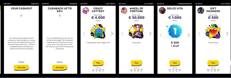 crazy star cashback