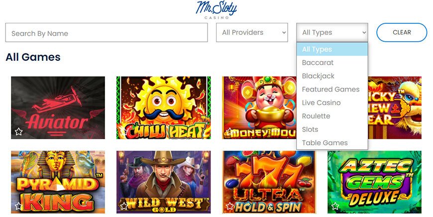 Mr Sloty Casino Games