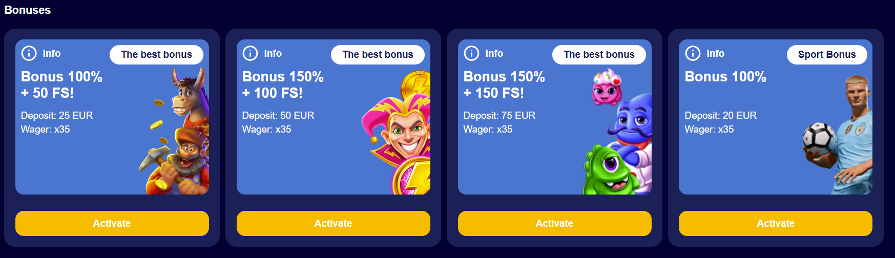 Very Well Casino bonuses