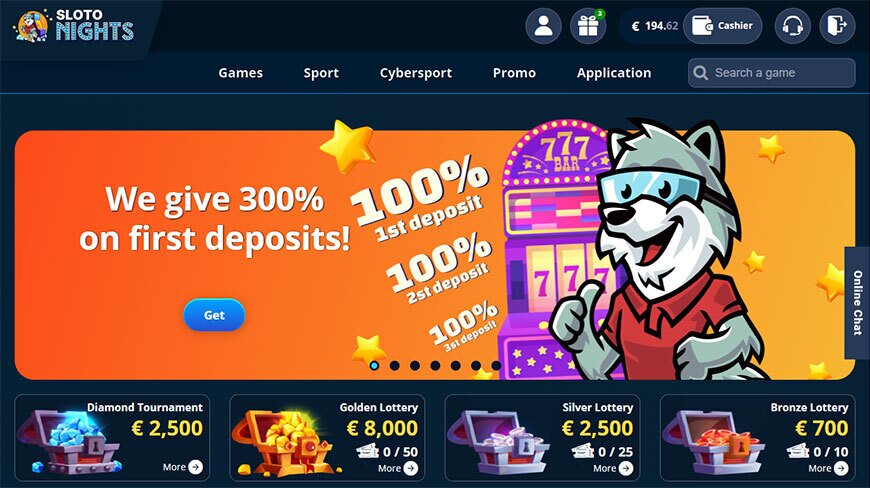 Slotonights casino lobby