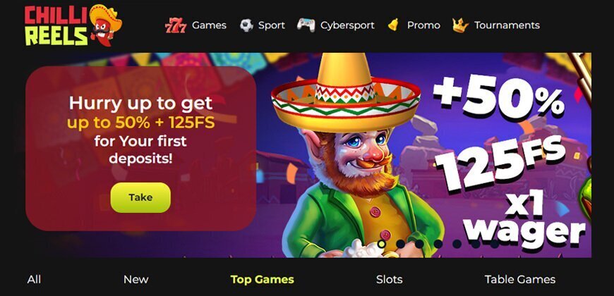 Chilli Reels Casino homepage