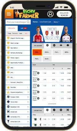 Richy Farmer casino mobile view