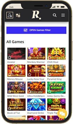 Rogue Casino mobile view