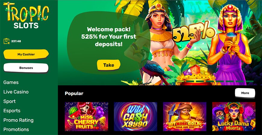 Tropic Slots Casino Lobby