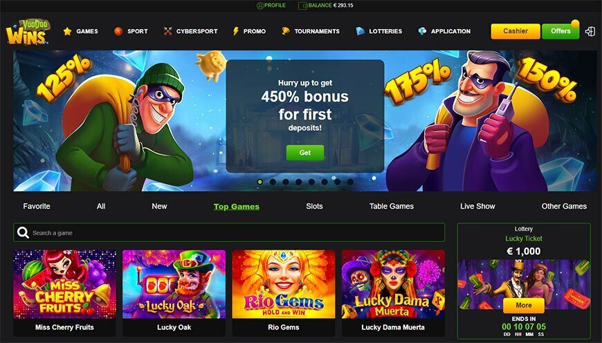 Voodoo Wins casino lobby