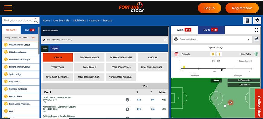 Fortune Clock NFL Sports book